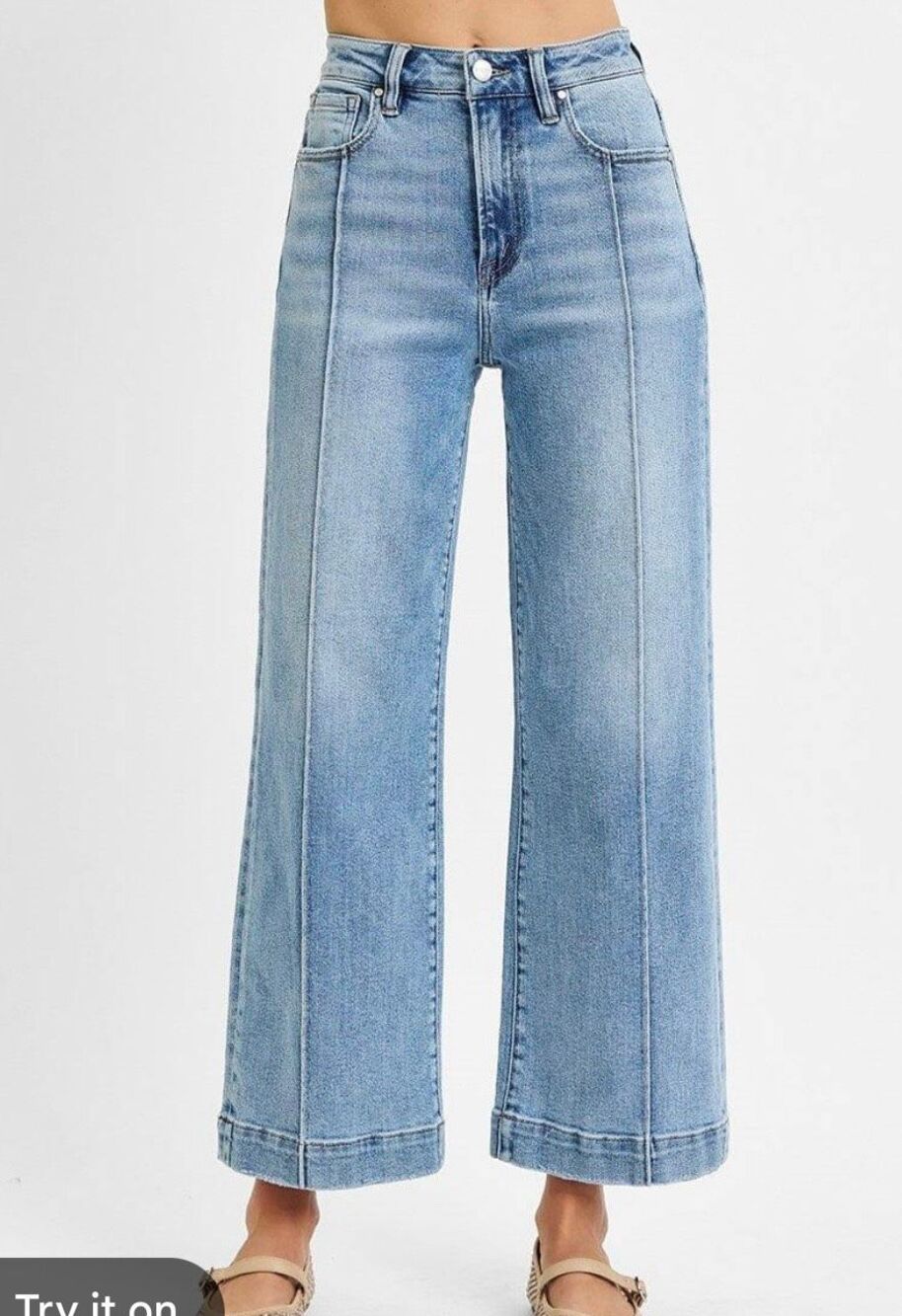 Risen high rise wide leg seam front crop Jean size 5/27